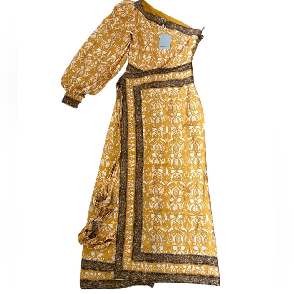 Andres Otalora Abril Asymmetric Pareo Midi Dress Size Orange/Brown Small NWT - Picture 8 of 15